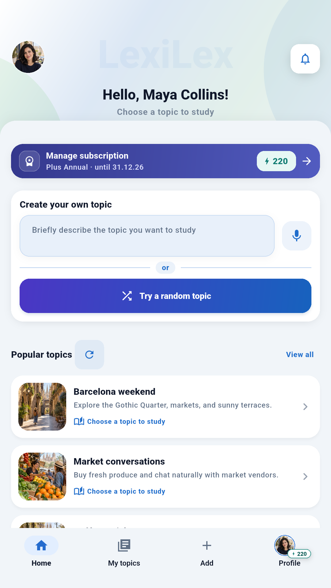 Choose topics that match your goals