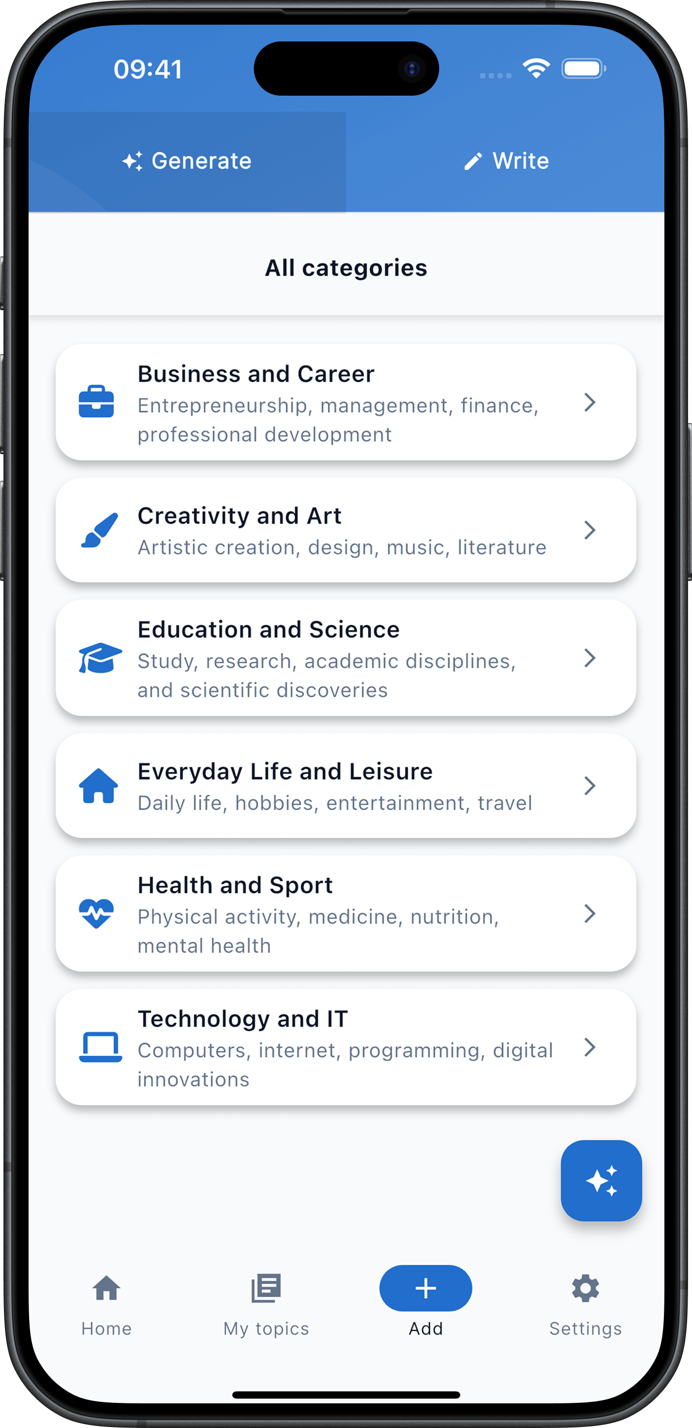Use ready-made topics to create learning materials