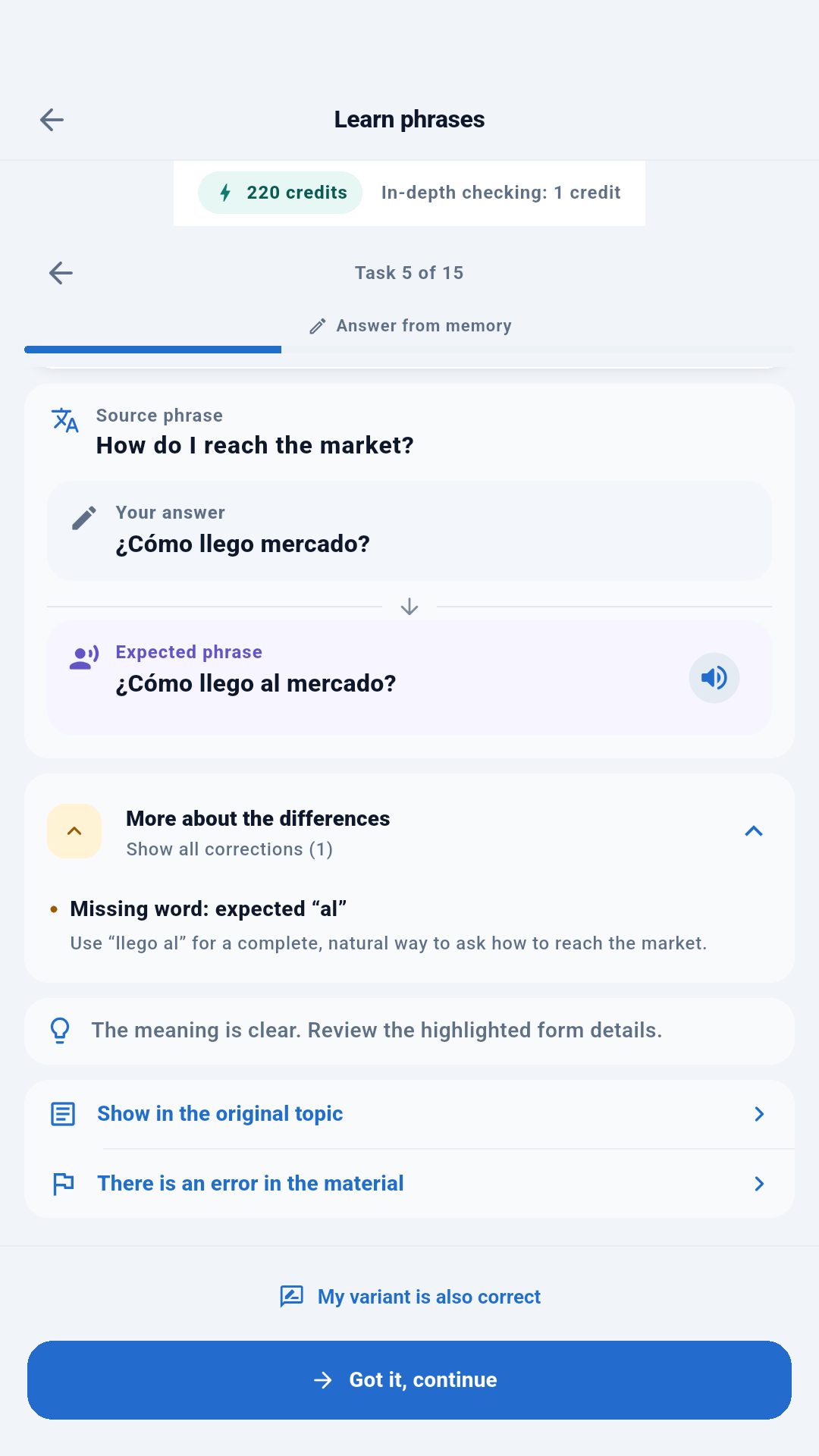 Get detailed feedback on your answers