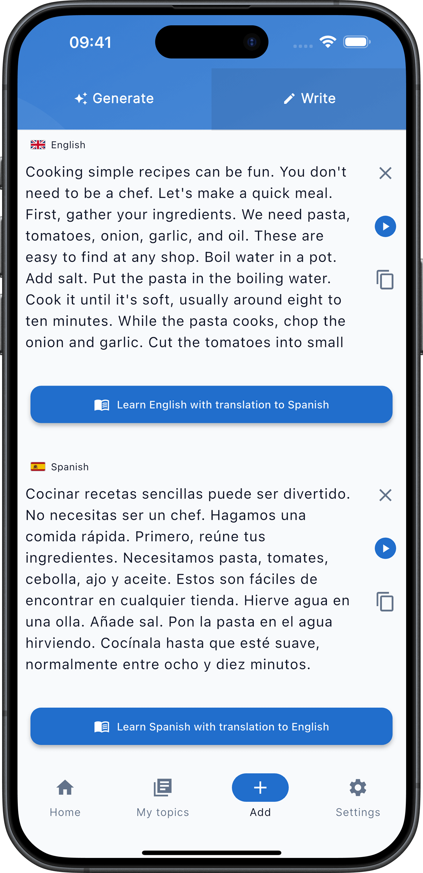 Choose what to study - the original text or the translation