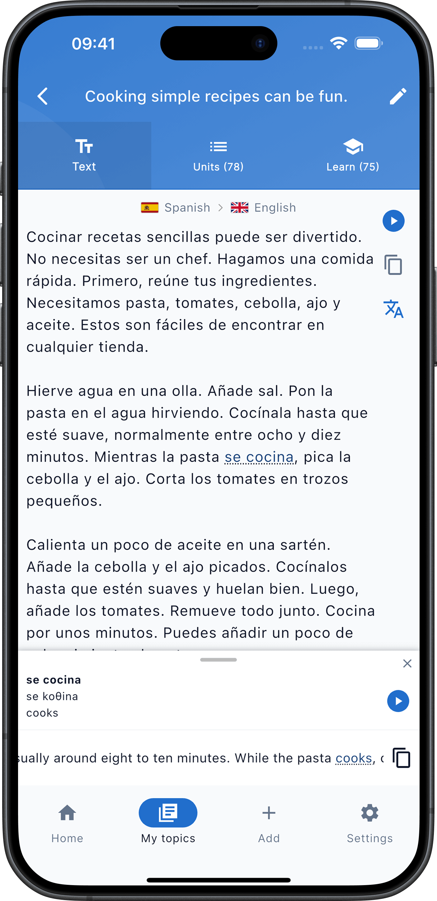 Study the text with contextual translation