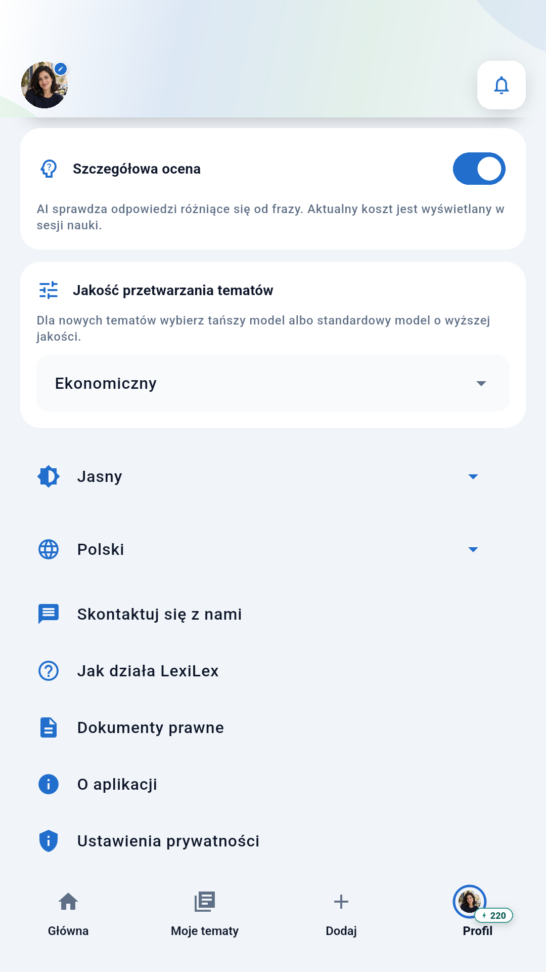 Zarządzaj językami, nauką, prywatnością i planem