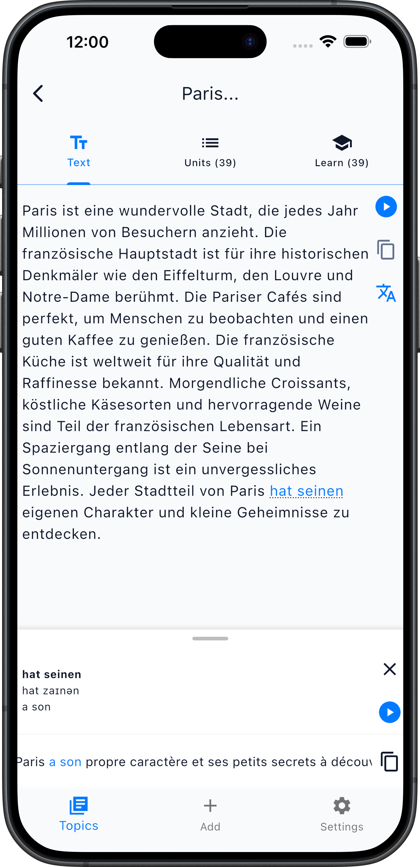 Study the text with contextual translation
